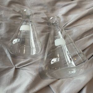 🧪 Lot 2 PYREX 4980 glass 500 beaker 1000 ml flask stopper 7 9 NWOB thick rim